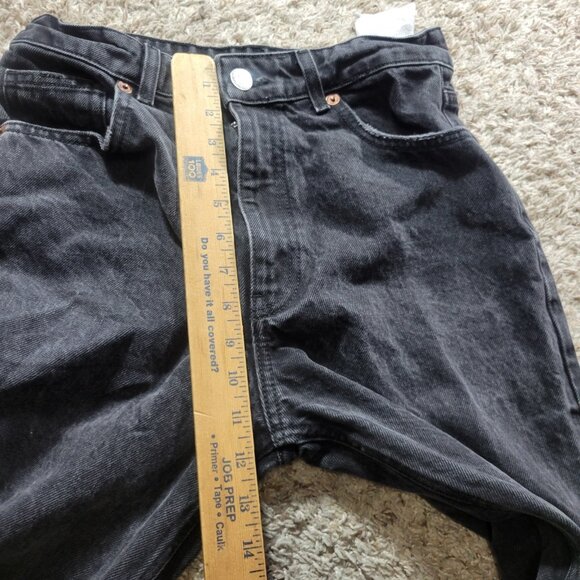 Zara Jeans Womens 6 Black Wide Leg Ripped Knee Distressed Denim - Picture 4 of 8